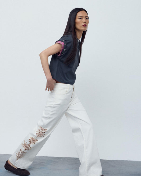 PANTALON DETALLE CROCHET BLANCO