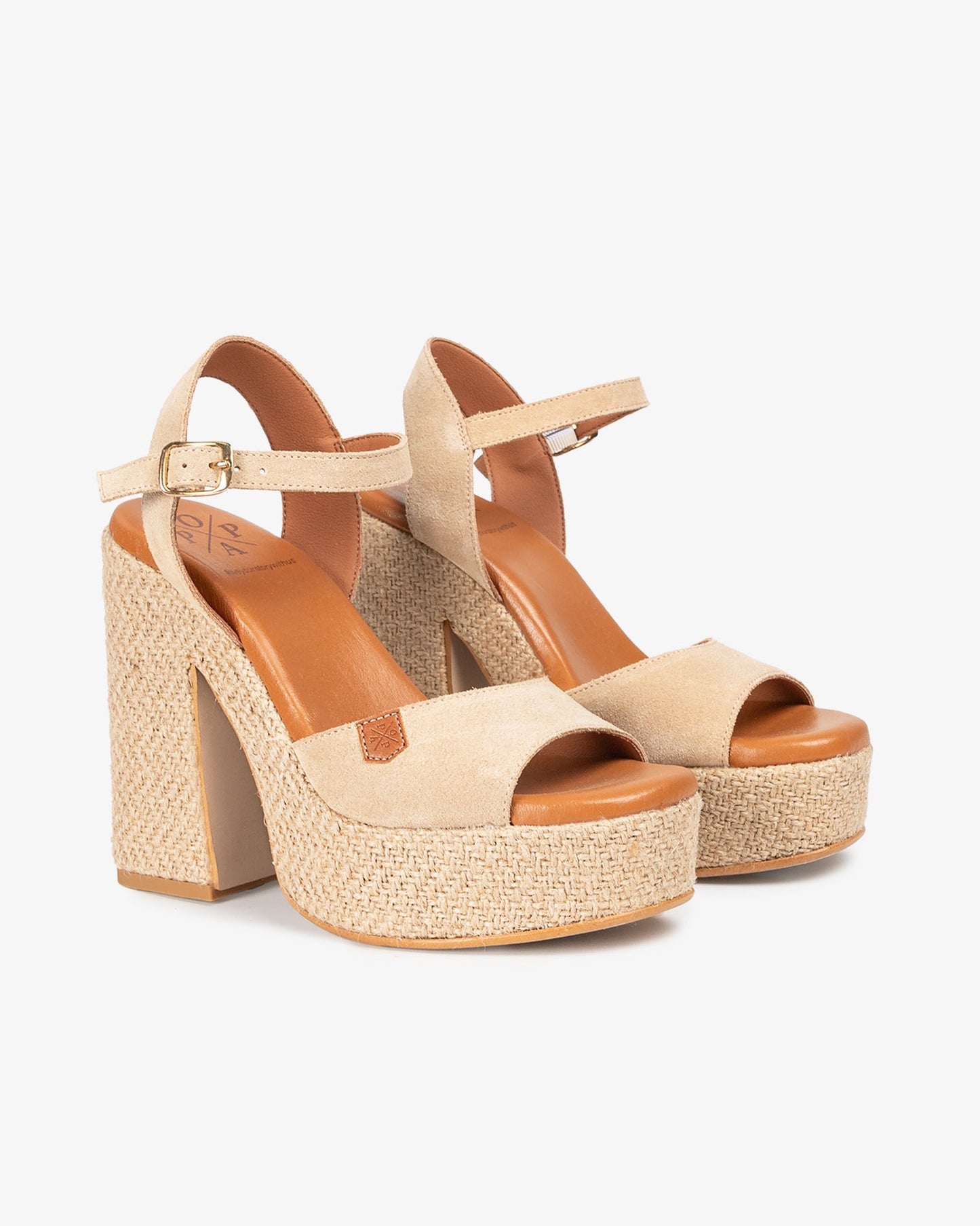 CUÑA TACON MONSUL SERRAJE BEIGE CON HEBILLA