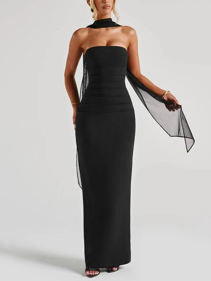 VESTIDO LARGO SIN TIRANTES