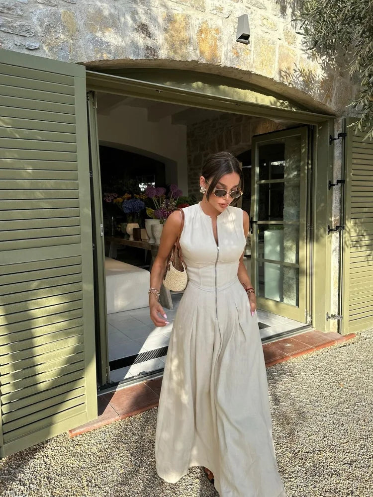 VESTIDO SIN MANGAS DE TALLE ALTO