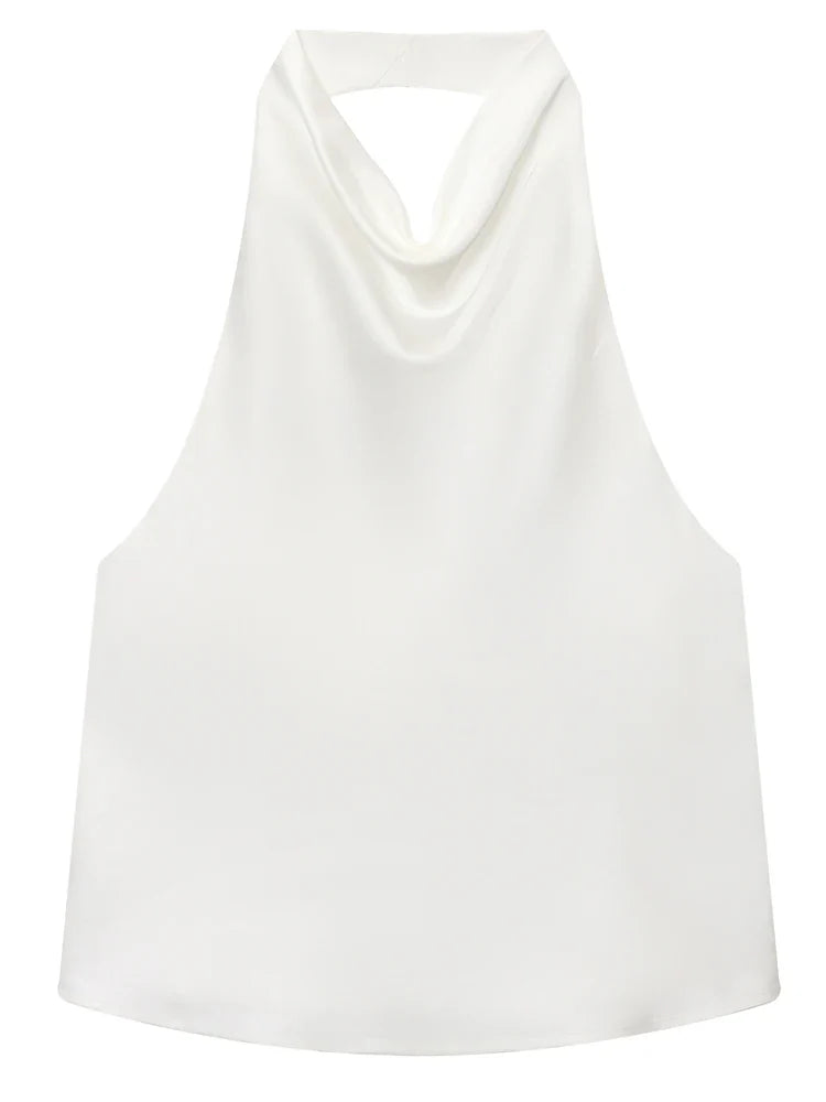TOP DE SATEN CON CUELLO HALTER
