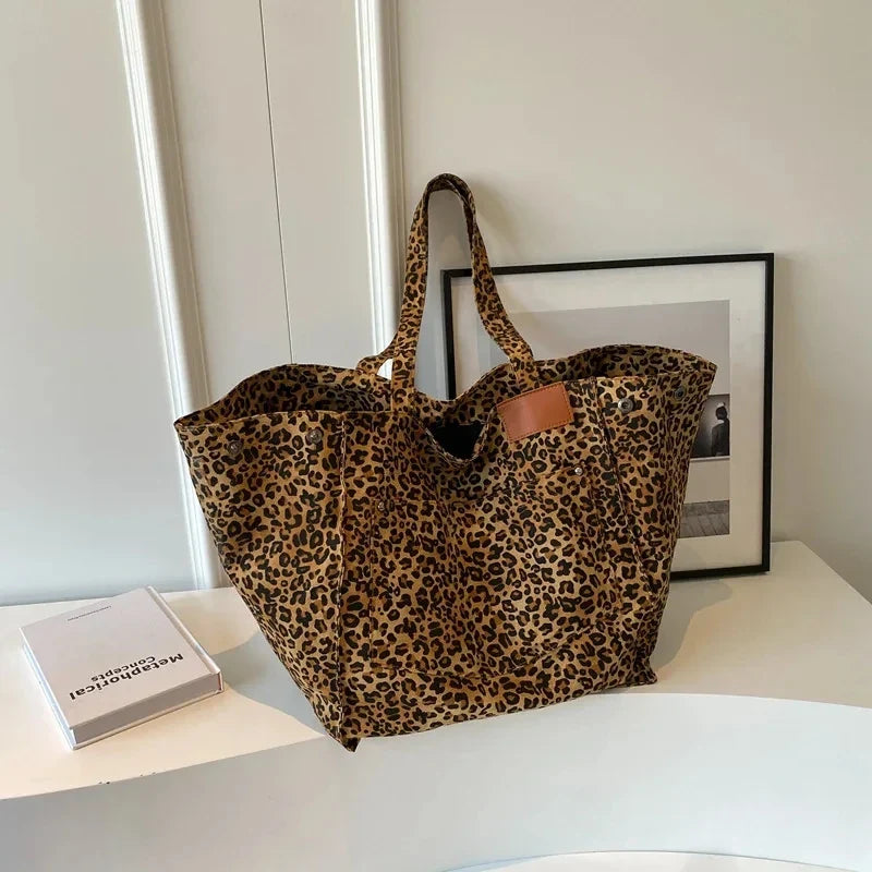 BOLSO DE LONA CON ESTAMPADO DE LEOPARDO