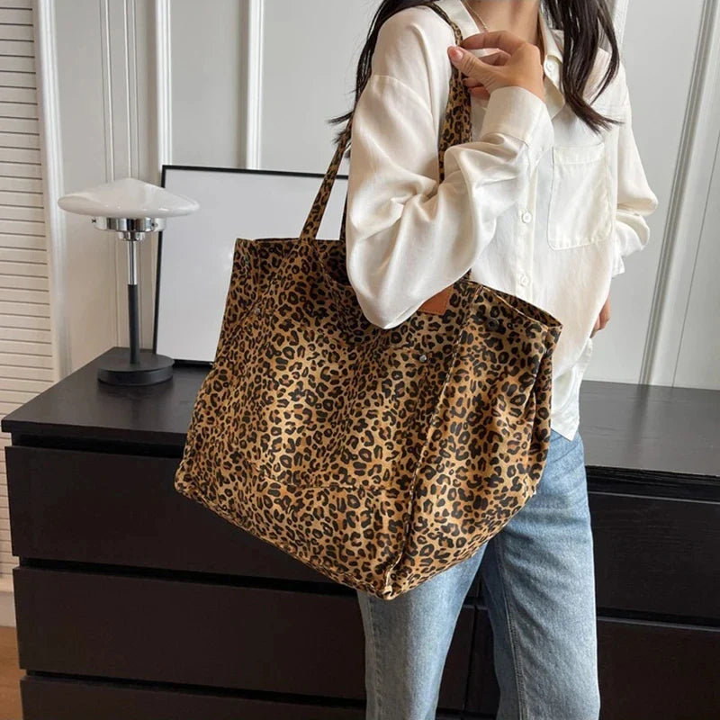 BOLSO DE LONA CON ESTAMPADO DE LEOPARDO