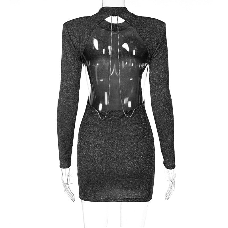 VESTIDO DE FIESTA CON CADENA