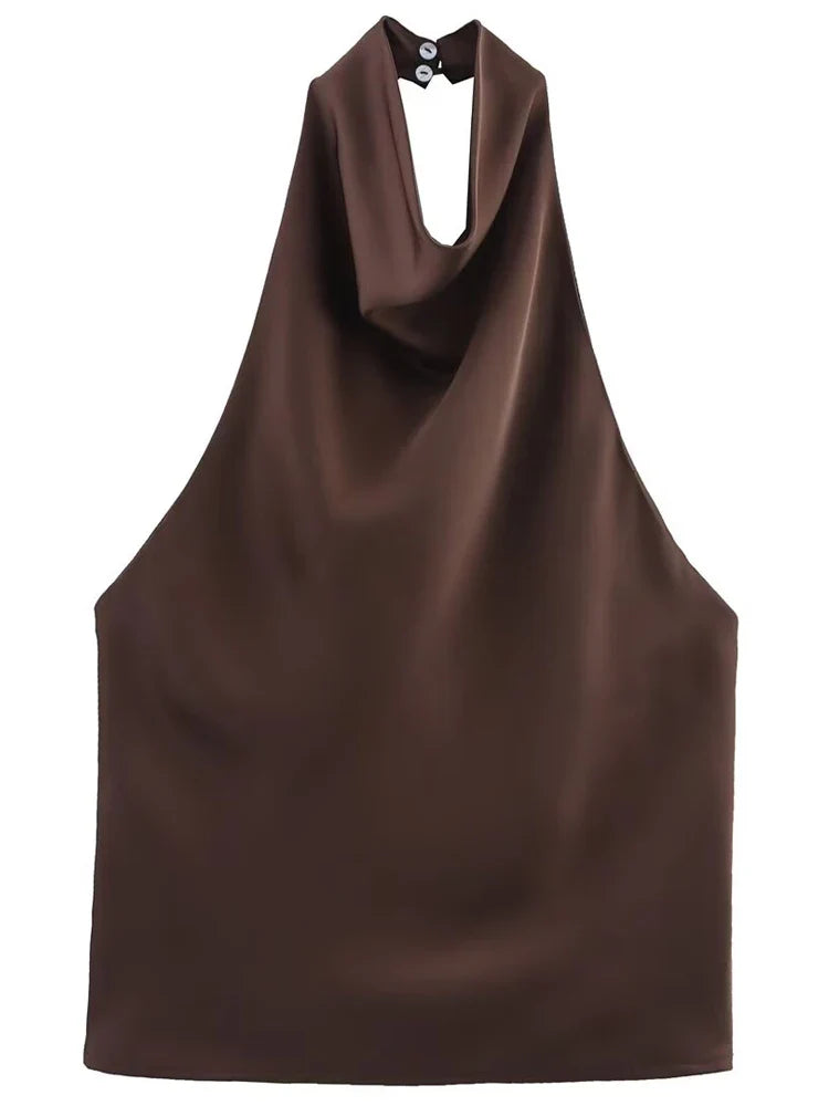 TOP DE SATEN CON CUELLO HALTER