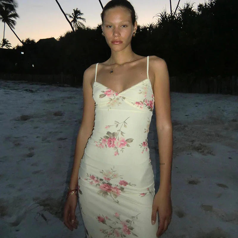 VESTIDO LARGO CON FLORES