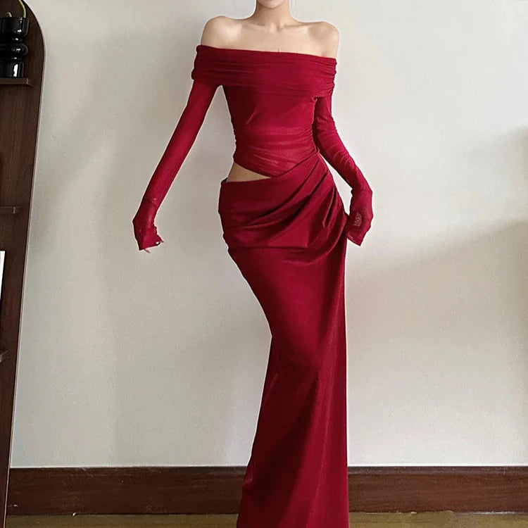 VESTIDO LARGO DE MALLA