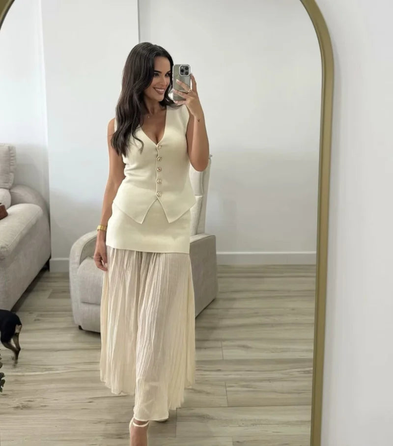 CHALECO DE PUNTO SIN MANGAS PARA MUJER