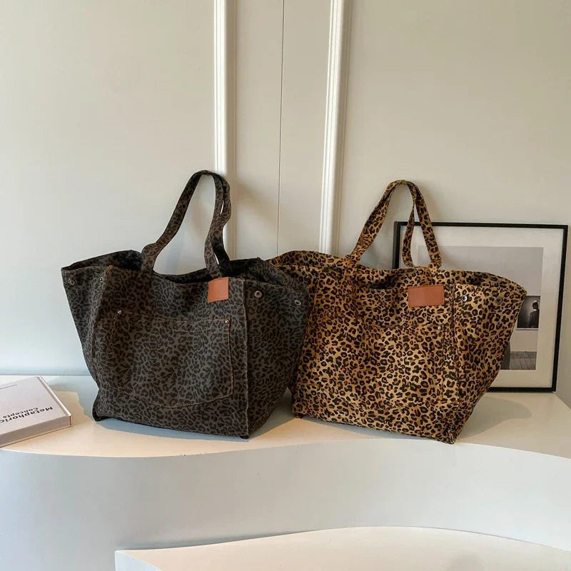 BOLSO DE LONA CON ESTAMPADO DE LEOPARDO