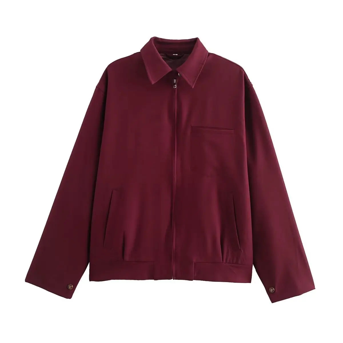 CHAQUETA DE LONA BURDEOS CON CREMALLERA