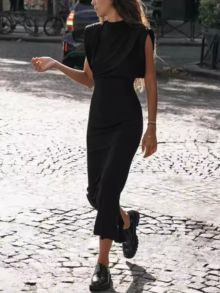 ELEGANTE VESTIDO MIDI NEGRO