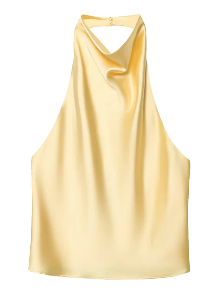 TOP DE SATEN CON CUELLO HALTER