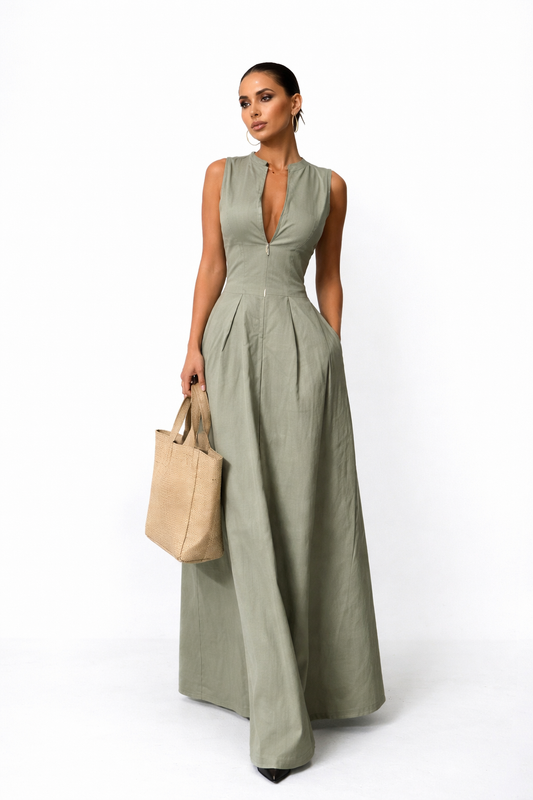 VESTIDO SIN MANGAS DE TALLE ALTO