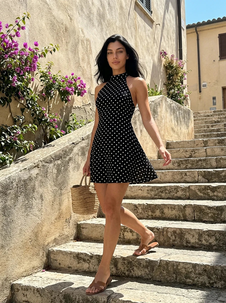 VESTIDO CON ESTAMPADO DE LUNARES